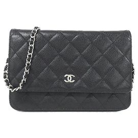 Portafoglio a catena Chanel Timeless Classic Nero Bordò