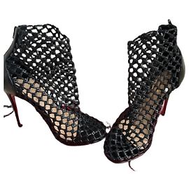 Bottines Christian Louboutin en cuir noir Noir