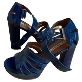 & Other Stories Blue patent leather heeled sandals Blue