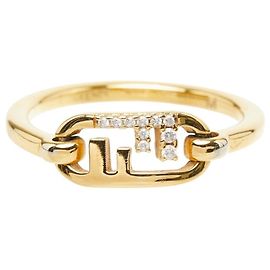 Fendi Gold Plated FF Logo Ring Golden