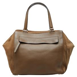 Fendi Brown Leather Suede Tote Bag Brown