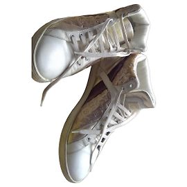 Sneakers Louis Vuitton in pelle bianca e oro Bianco D'oro