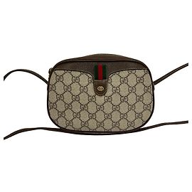 Bolsa de Ombro Gucci Sherry Line com Hardware Logo GG Marrom Vermelho Verde