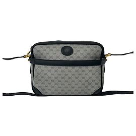 Gucci Vintage Micro GG Logo Leather Shoulder Bag Navy blue