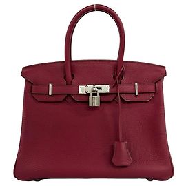 Hermès HERMES Birkin 30 Togo Leather Handbag Mini Tote Bag Red