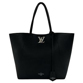 Louis Vuitton Lockme Cabas Leder Tote Bag mit Drehverschluss Schwarz