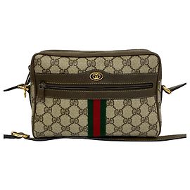 Gucci Old Sherry Line GG Logo Pattern Shoulder Bag Brown Red Green
