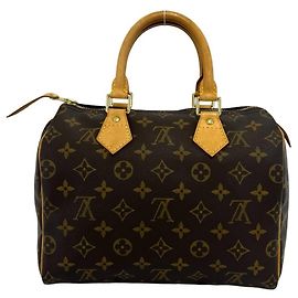 Louis Vuitton Monogram Speedy 25 Leather Handbag Brown