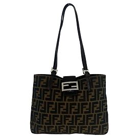 Bolsa de ombro e tote Fendi Vintage com padrão Zucca Marrom Preto