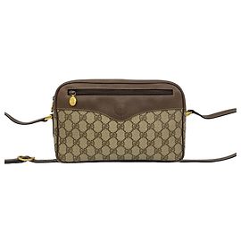 Bolsa de Ombro em Couro Gucci Vintage GG Logo Marrom