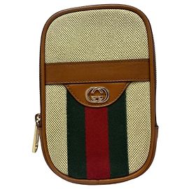 Sac ceinture Gucci Vintage Canvas Marron Rouge Beige Vert