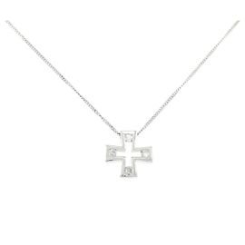 Autre Marque Collana Croce in K14WG e Diamanti Argento