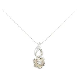 Autre Marque Colar de Flor em Ouro Branco Au750 e Diamantes Prata