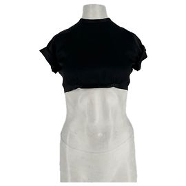Autre Marque Crop top em cetim preto Preto
