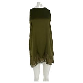 Reformation Satin Kleid Khaki Grün