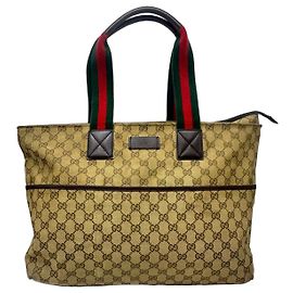Sac Tote Gucci en toile monogramme Marron Rouge Vert