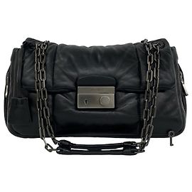 Borsa a catena in pelle Prada Nappa Bomber Logo Nero