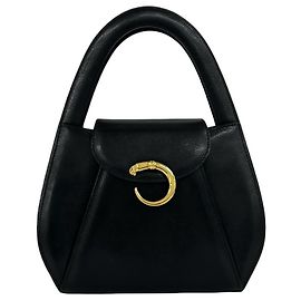 Sac à main en cuir Cartier Vintage Panthère Noir
