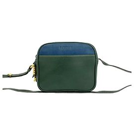 Bolsa de ombro mini em couro Loewe Vintage Velázquez com fecho Twist Azul Verde