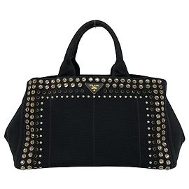 Prada Canapa Triangle Logo Canvas Tote Bag Other