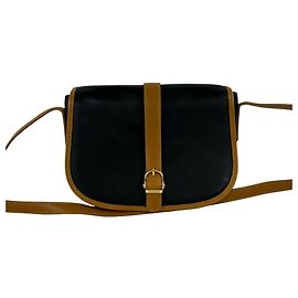 Céline Celine Vintage Logo Hardware Leder-Schultertasche Braun Schwarz