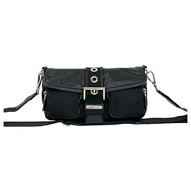 Borsa a tracolla Prada in nylon e pelle nera Nero