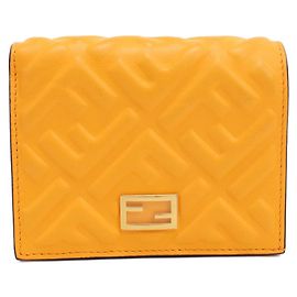 Fendi Bi-Fold Wallet Orange Leather Orange