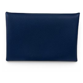 Hermès Hermes Calvi Duo Compact Card Case Blue