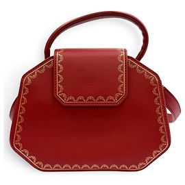 Cartier Garland de Mini Mirror 2-Way Leather Shoulder Bag Red