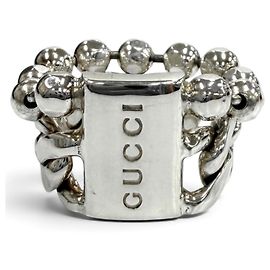 Anillo Gucci de plata esterlina con cadena de bolas Plata