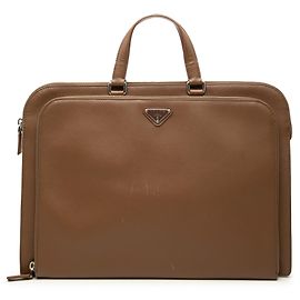 Prada Brown Saffiano Business Bag Brown