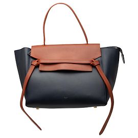 Céline Celine Bolsa Cinto Mini Bicolor em Pele de Vitelo Lisa Azul Azul Azul marinho