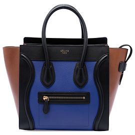 Céline Celine Blue Micro Tricolor Leather Luggage Tote Blue