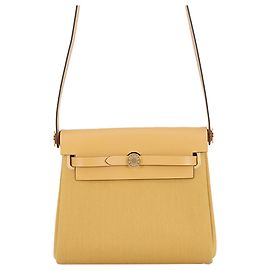 Hermès Herbag Zip 20 en Toile Military jaune et Vache Hunter Autre Jaune