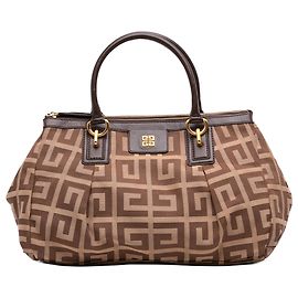 Bolsa Satchel Givenchy em lona com acabamento em couro marrom e zíper duplo 4G Marrom