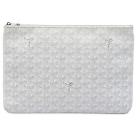Goyard White Goyardine Senat MM Blanco