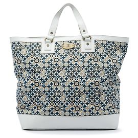 Céline Celine White Printed Canvas Tote White