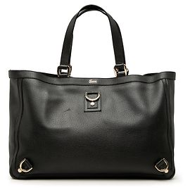 Gucci Black Leather Abbey D Ring Tote Black