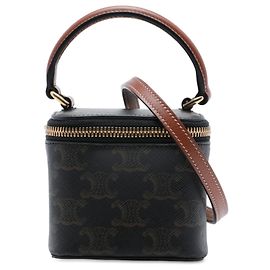Céline Celine Mini Triomphe Vanity Case en toile enduite marron Marron Marron foncé