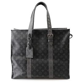 Saco Cabas Zip GM Louis Vuitton Monogram Eclipse Reverse Preto