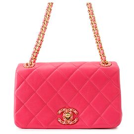 Bolso de hombro Mini Flap Chanel Matelassé Rosa