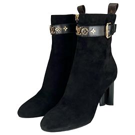 Bottines en cuir daim Louis Vuitton 1A965S Noir