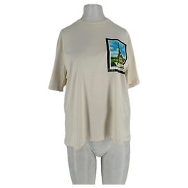 Camiseta Ami Eiffel Tower Beige de algodón Beige