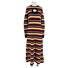 Sonia Rykiel Vestido largo de punto a rayas Multicolor