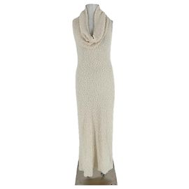 Magda Butrym Robe longue en maille crème Beige