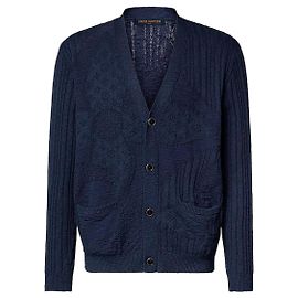 Louis Vuitton Monogram Flower Summery Long-Sleeved Cardigan Regular Fit Blue