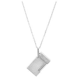 St Dupont Lighter Diamond Head Black Neck Strap Lighter Silvery