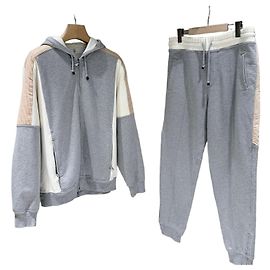 Brunello Cucinelli Set Pantaloni e Felpa con Cappuccio e Zip in Cotone Training Grigio Marrone