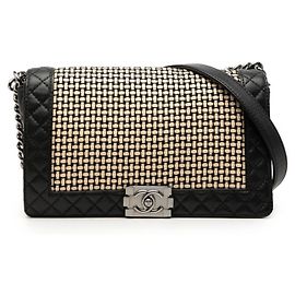 Borsa a tracolla Chanel Coco Mark Boy Chain Nero Beige