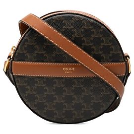 Céline Borsa a tracolla e spalla rotonda Celine Triomphe Marrone Nero